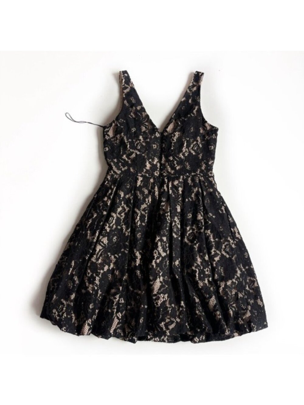 Aiden by Aiden Mattox Black with Nude Undertones Sleeveless V-Neck Dress - 10